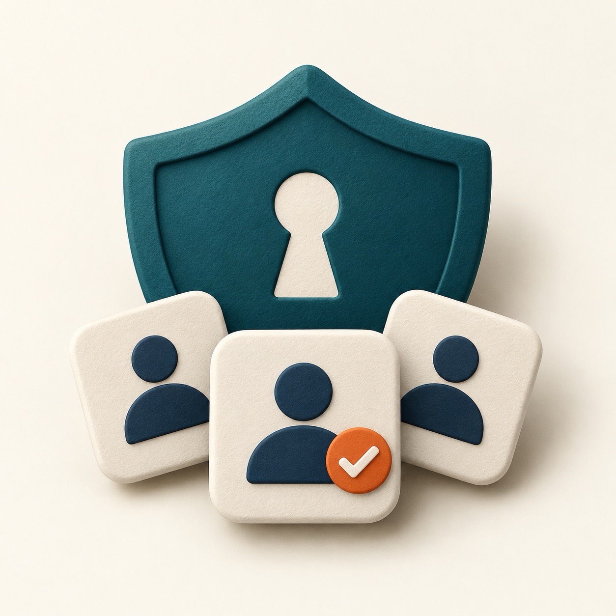 Shield with a keyhole and three user icons