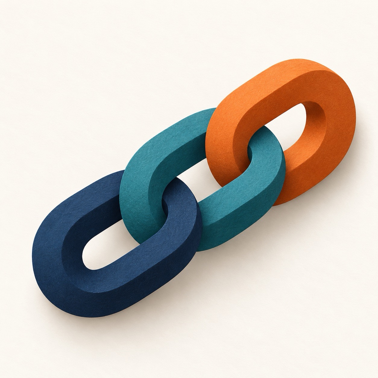 Three interlocked chain links
